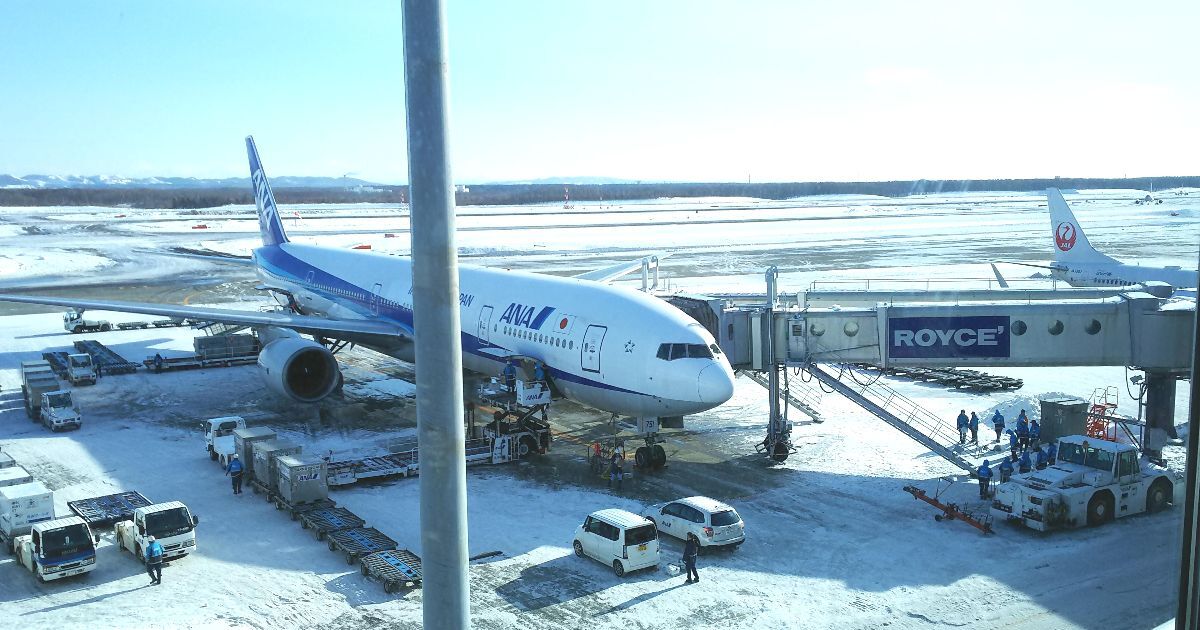 千歳市美々、北海道と国内外をつなぐ空の玄関口、新千歳空港の冬景色
