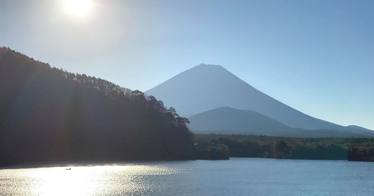 富士河口湖町、河口湖から見る富士山の姿