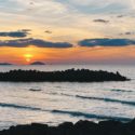 古賀市天神、古賀海岸から望む夕陽と海景色