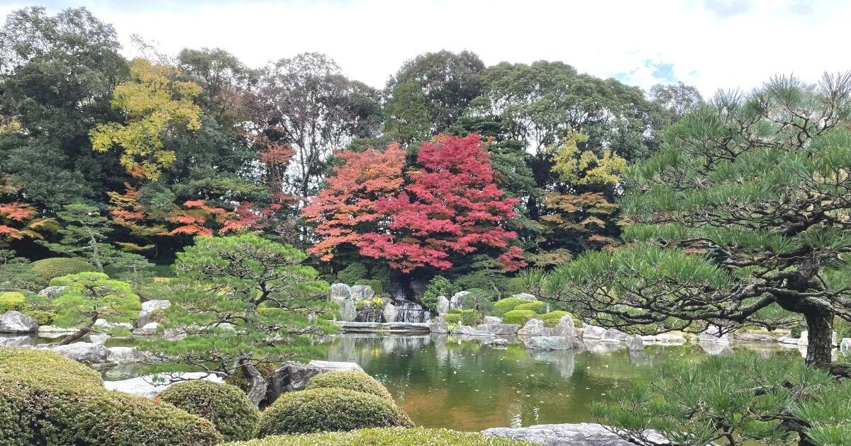 福岡市中央区、大濠公園の開園50周年を記念して築庭された日本庭園（中根金作氏の設計）