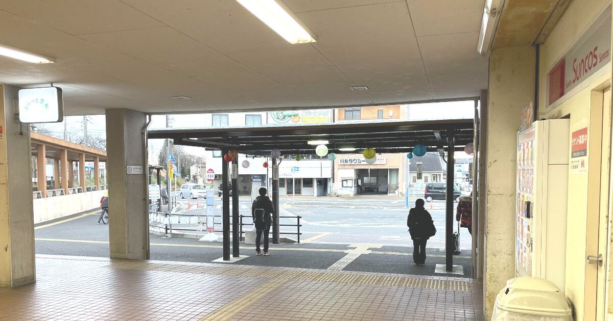笠松町西金池町、名古屋鉄道名古屋本線・竹鼻線の笠松駅、出入口の風景