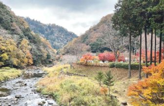吉備中央町下加茂、紅葉に彩られる景勝地、宇甘渓の風景