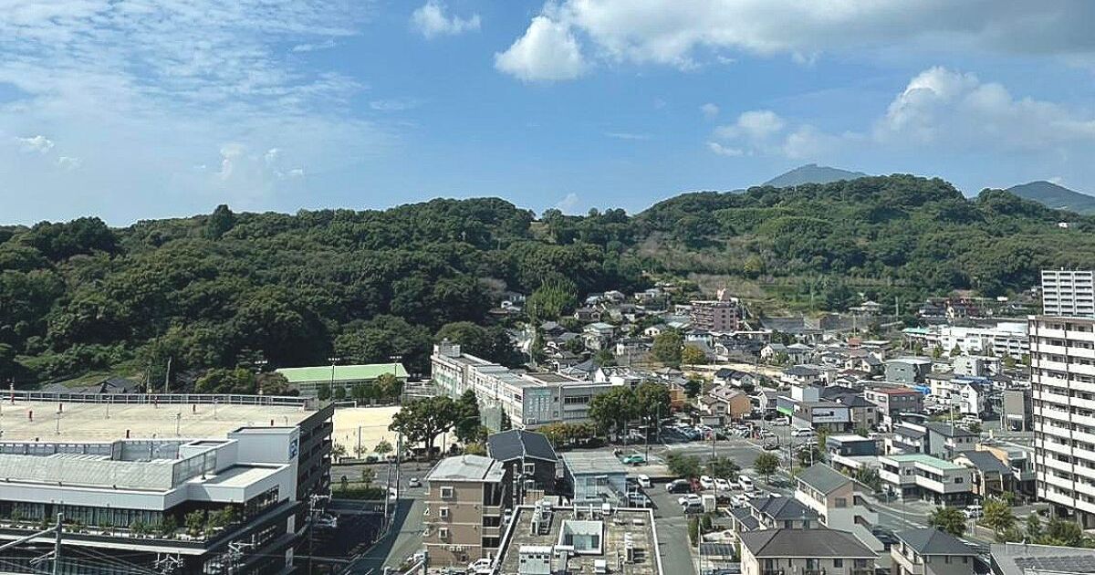 熊本市中央区桜町、2019年開業の大型複合施設、サクラマチクマモトからの街並み風景