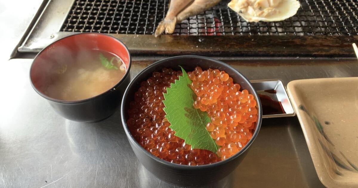 釧路市浜町、鮭番屋のいくら醤油漬けと塩いくらの食べ比べ丼