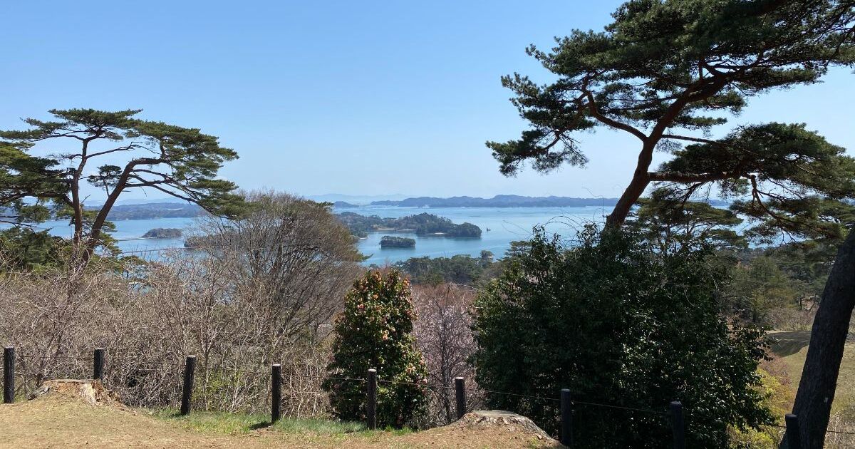 松島町松島犬田、松島湾の美しさを一望できる地元の絶景スポット、西行戻しの松公園