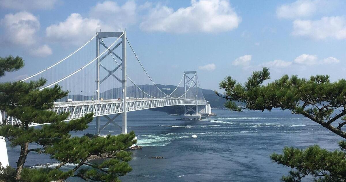 鳴門市から見る大鳴門橋と淡路島