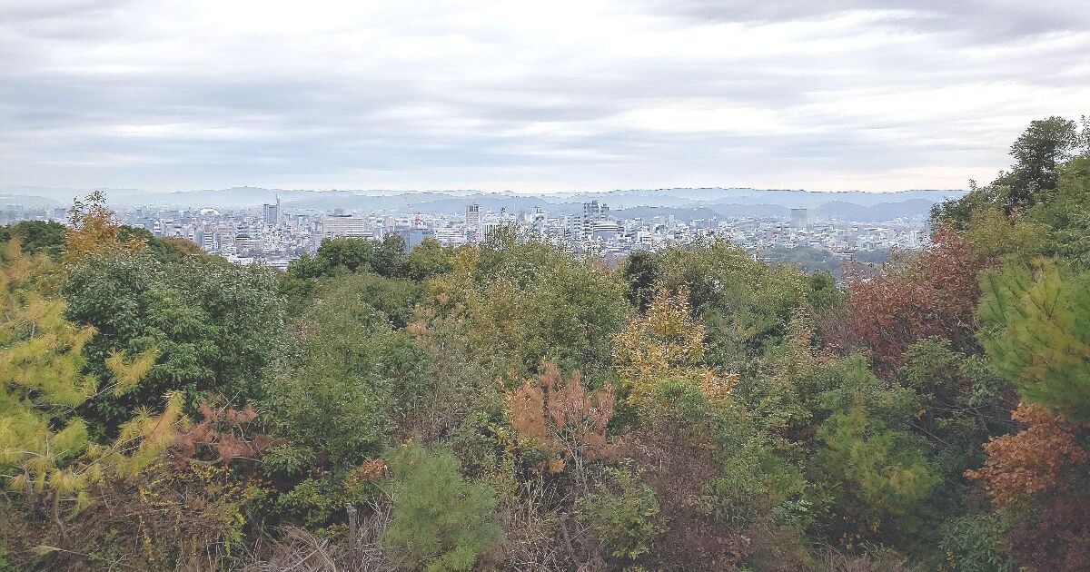 岡山市中区、市内中心部の東に位置する自然豊かな丘陵地、操山から望む風景