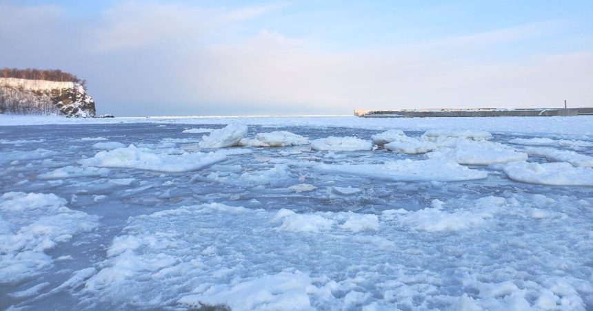 羅臼町で見る知床、オホーツク海の流氷風景