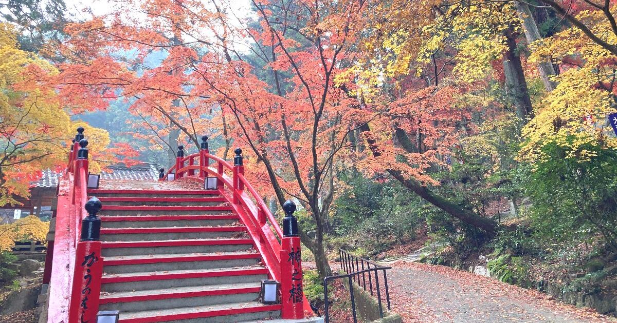 世羅町甲山、紅葉が美しく映えるスポットとして知られる、今高野山 龍華寺の神之橋